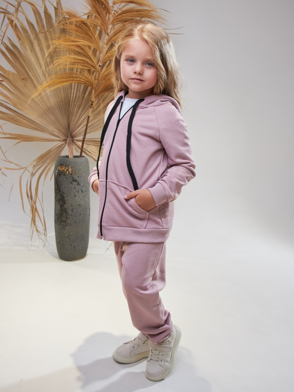 328-ПУ. Костюм детский  на молнии, пудра хлопок 65%, 35% ПЭ, 3-х нитка без начеса 98,104,110,116