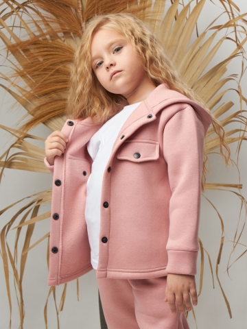 333. Костюм детский (Брюки+Толстовка) на кнопках, пудра, хлопок 65%, 35% ПЭ, 3-х нитка с  начесом 98,104,110,116