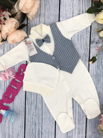 Купить оптом 224-Г. Комбинезон, хлопок 100% интерлок, "Жилет новый" голубая полоса в Уссурийске