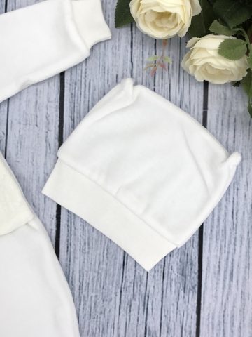 261-М. Комбинезон с шапкой, хлопок 80% велюр 20%  ПЭ, молочный