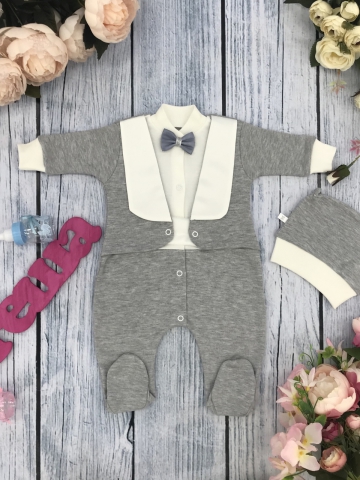 274-С. Комбинезон с шапкой, хлопок 100% интерлок, серый 56,62