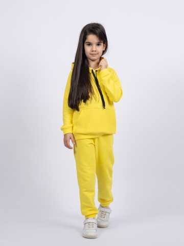 311-Ж. Свитшот с капюшоном + Штаны, хлопок 65%, 35% ПЭ, 3-х нитка ( без начеса) желтый 80,86,92