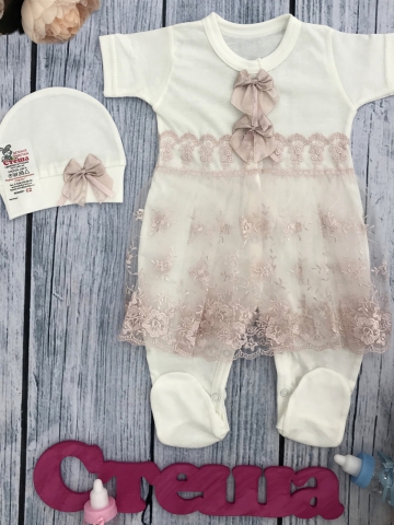 Купить оптом 284-П. Комбинезон с шапкой, (бабочка), пудра хлопок 100% кулирка 56,62 в Уссурийске