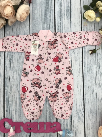 Купить оптом 295-Р. Комбинезон, хлопок 100 % кулирка 56,62,68,74,80, розовый в Уссурийске