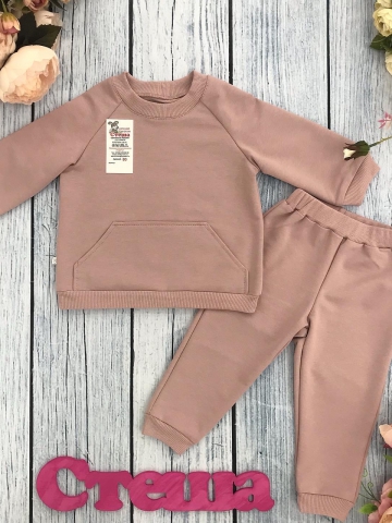 Купить оптом 312-ТП. Свитшот+ Штаны , хлопок 70%, 25% ПЭ, 5% лайкра, 2 нитка петля без начеса, тёмн. пудра 98,104,110,116 в Уссурийске