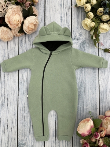 Купить оптом 308-ОЛ. Комбинезон с капюшоном, хлопок 65%, 35% ПЭ, 3-х нитка с начесом + интерлок 62,68,74,80 в Уссурийске