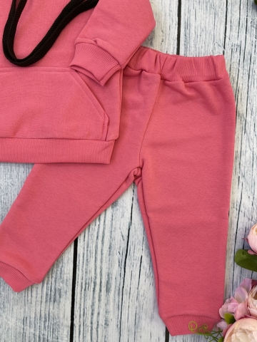 311-М. Свитшот с капюшоном + Штаны, хлопок 65%, 35% ПЭ, 3-х нитка ( без начеса) малина 146,152,158