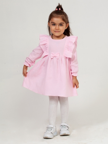 321-Р. Платье из муслина детское, хлопок 100% розовый, р. 98,104,110,116