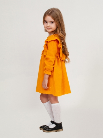 321-Я. Платье из муслина детское, хлопок 100% янтарный, р. 74,80,86,92